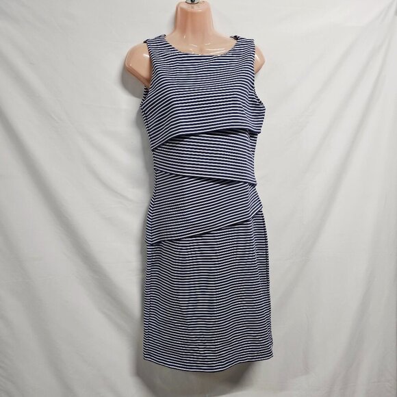 J McLaughlin Nicola Striped Sleeveless Layered Dress Women Size S Blue - Picture 15 of 15